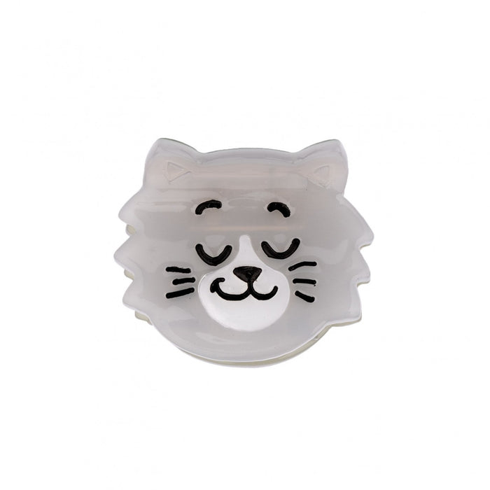 Divertida minipinza para el pelo en forma de cara de gatito gris. Un accesorio para el pelo en forma de gato gris blanco, divertido y muy original. El complemento ideal para los que se atreven con todo. Perfecto para los amantes de los animales, de los gatos y para los más coquetos. Pinza pequeña fabricada con materiales reciclados: acetato de celulosa reciclada, por lo que es un complemento ecológico.