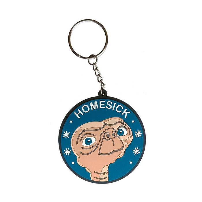Llavero de goma con la imagen del extraterrestre E.T. y el texto "homesick".