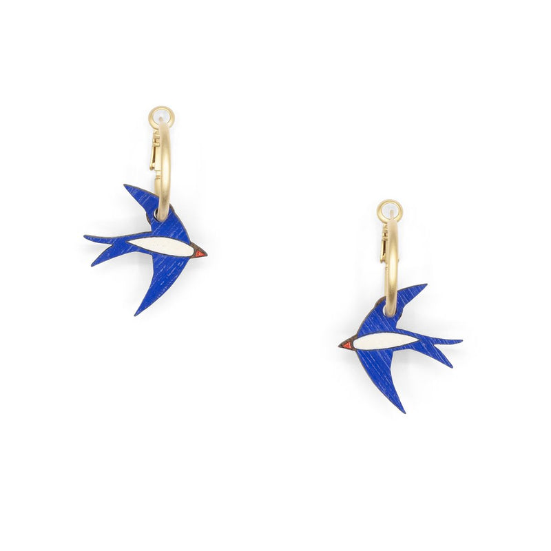 Pendientes de aro - Navy blue swallow