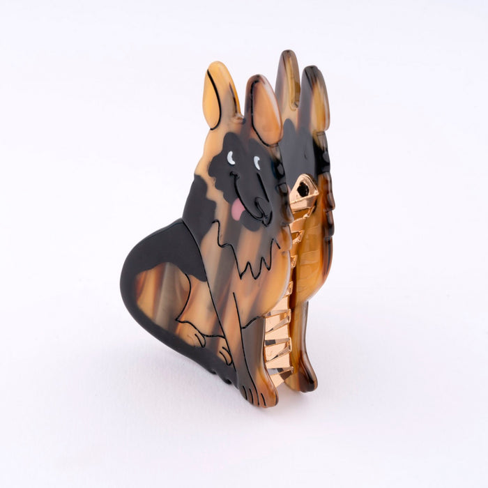 vista lateral de pinza para el pelo en forma de pastor aleman