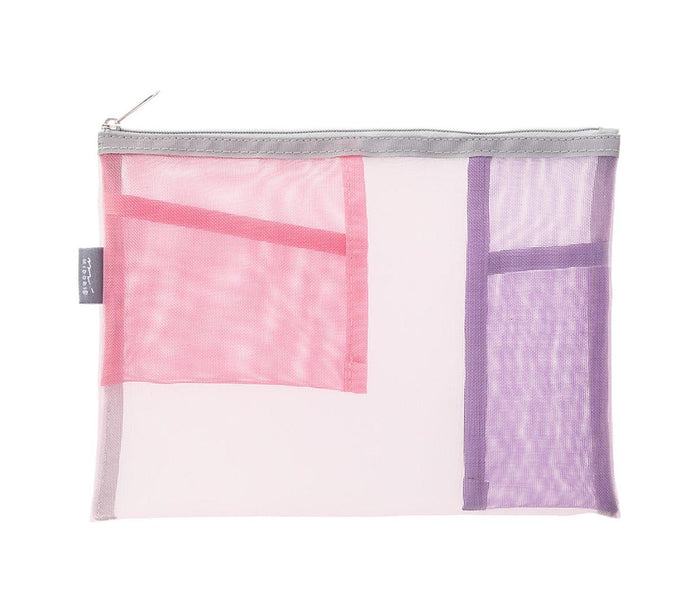 Estuche malla con bolsillos Midori - Rosa y morado