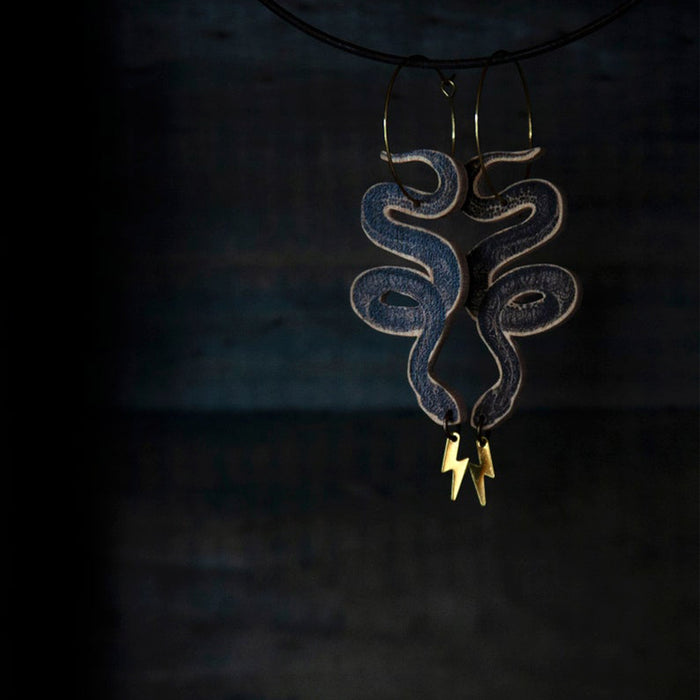 Pendientes Pura Garra - Serpiente de cascabel con rayo