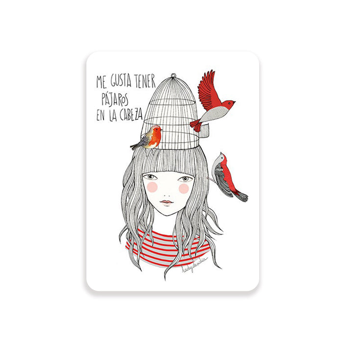 Postal - "Pájaros en la cabeza" de Lady Desidia