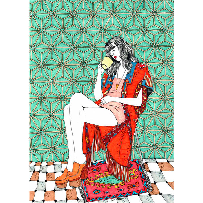 Print de Ana Jarén A4 - "Girl drinking V"