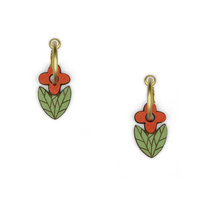 Pendientes de aro Materia Rica - Red Folk Flower