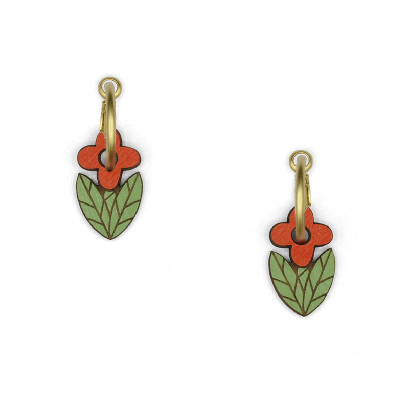 Pendientes de aro Materia Rica - Red Folk Flower