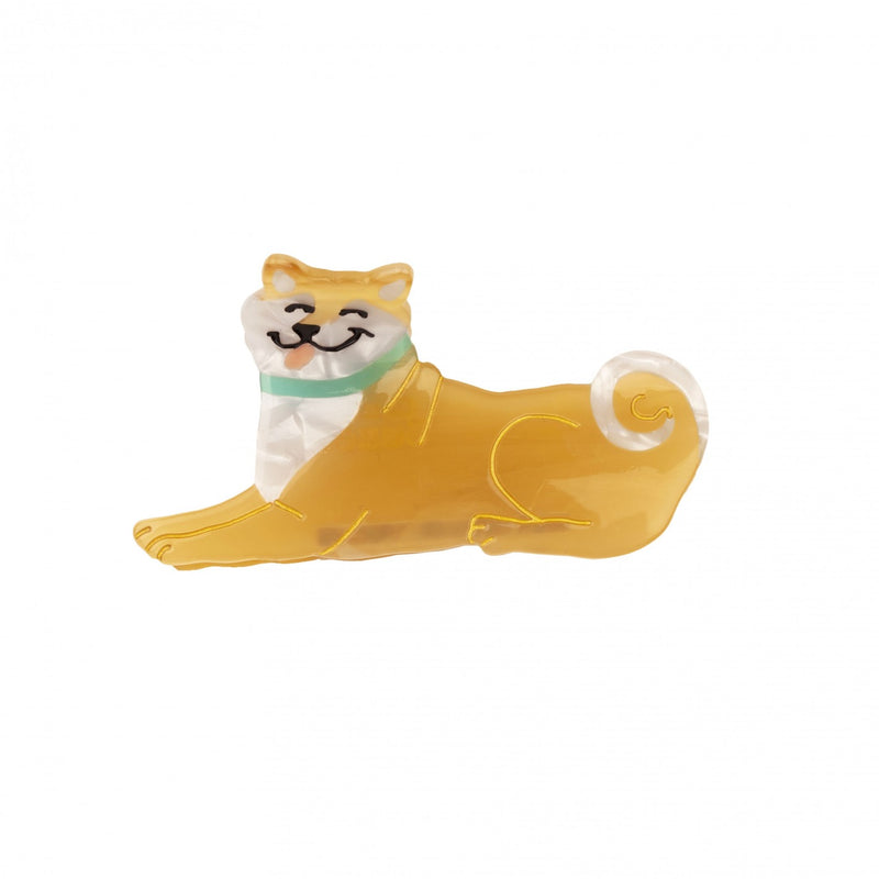 Pinza para el pelo en forma de perro shina inu/ aikita. Pinza divertida y original fabricada con acetato de celulosa reciclado y biodegradable.