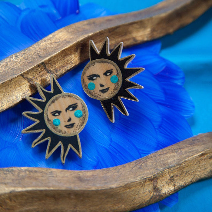 Pendientes de madera Pura Garra - Sol