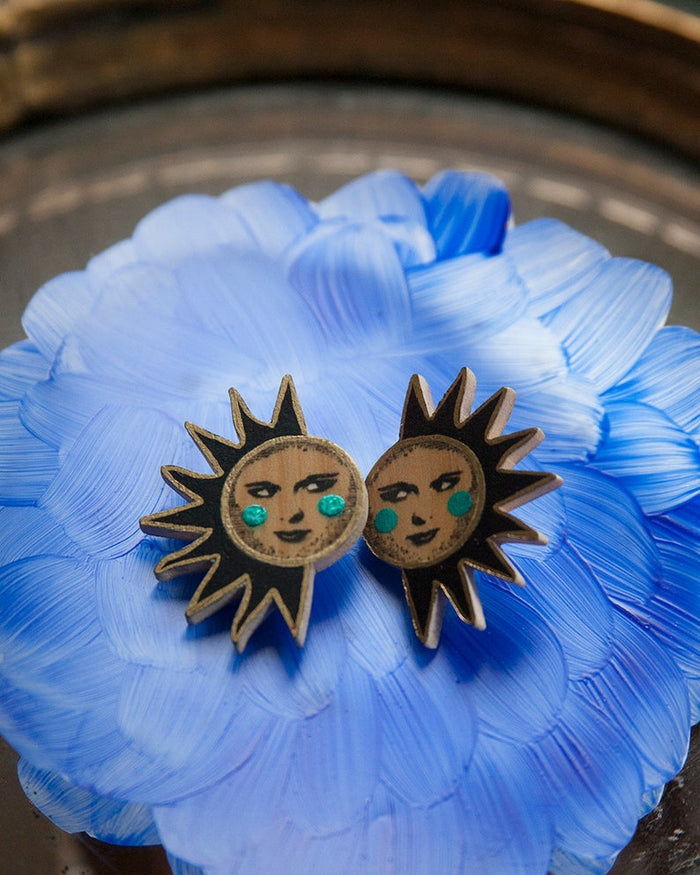 Pendientes de madera Pura Garra - Sol