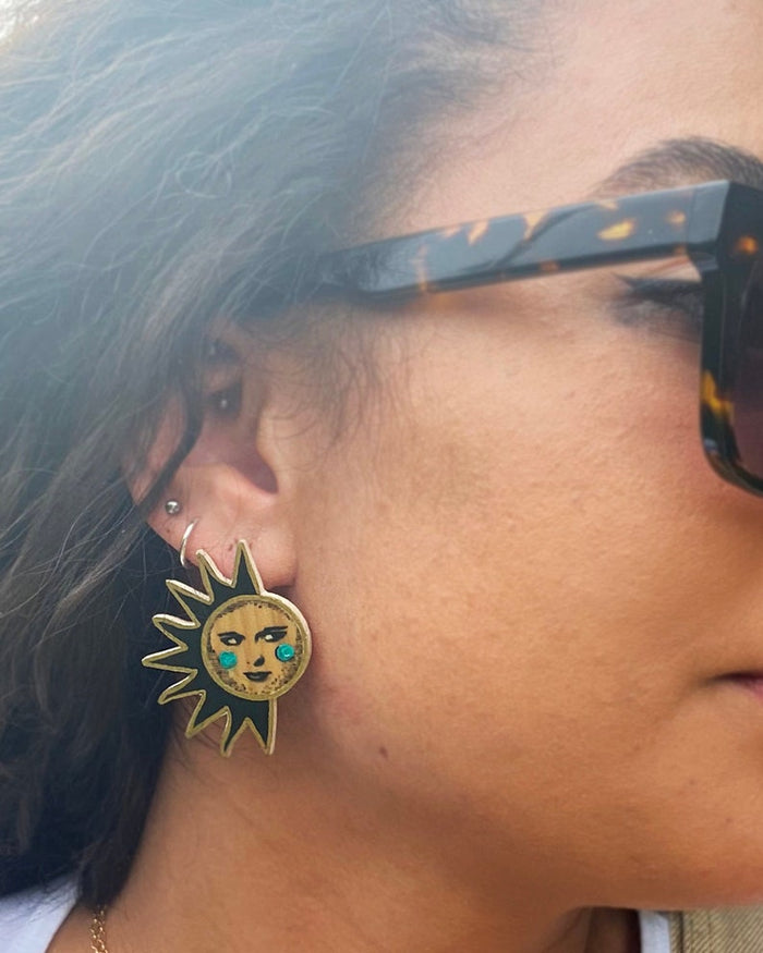 Pendientes de madera Pura Garra - Sol