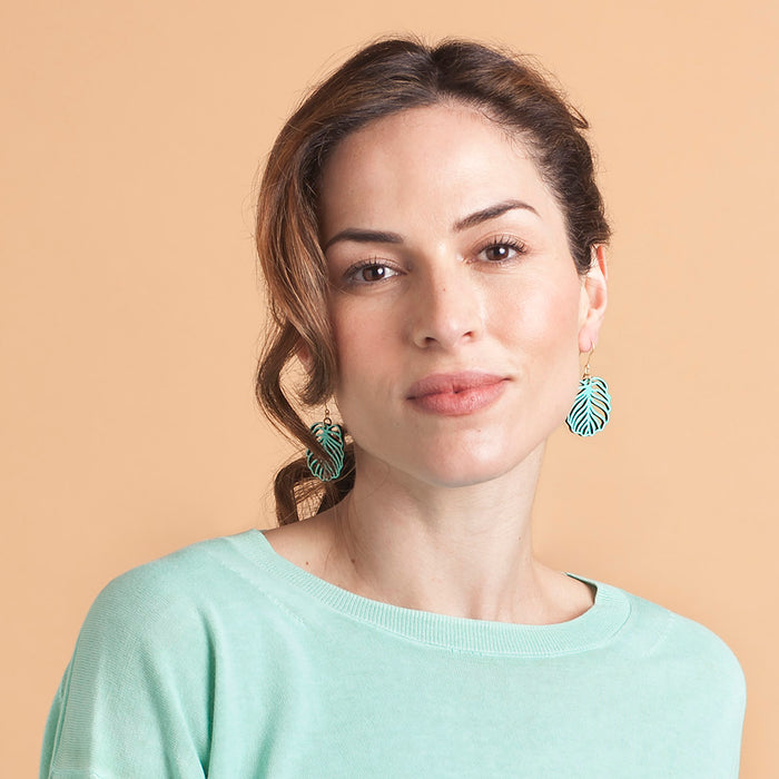 Pendientes reversibles Materia Rica - Stripped Leaf Day