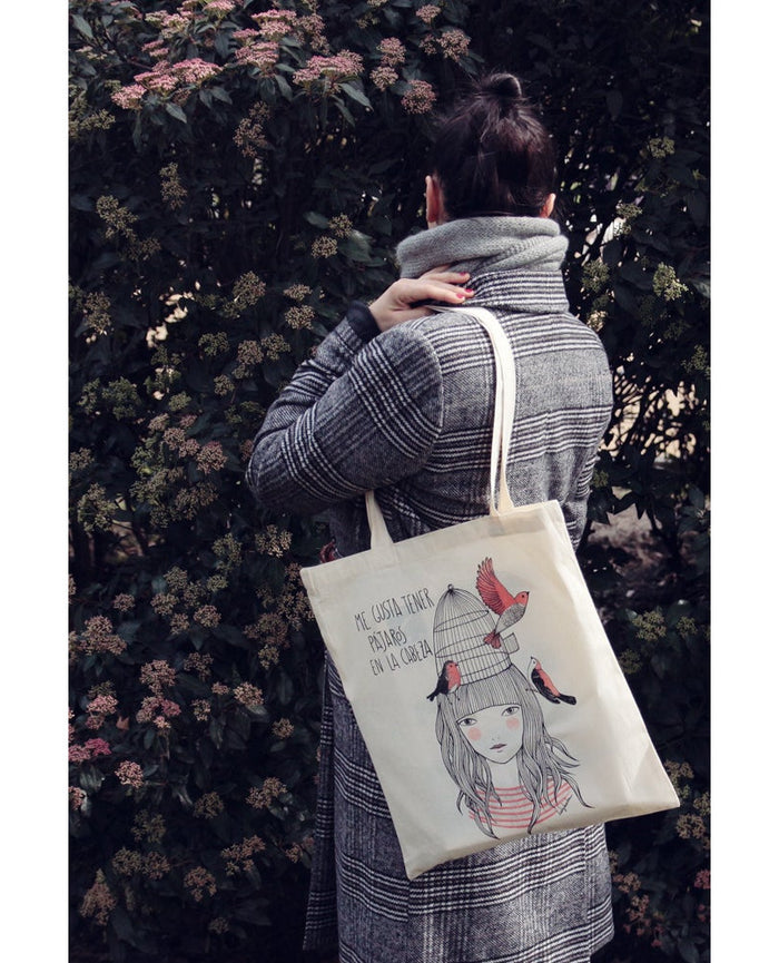 Tote bag - Pájaros en la cabeza de Lady Desidia