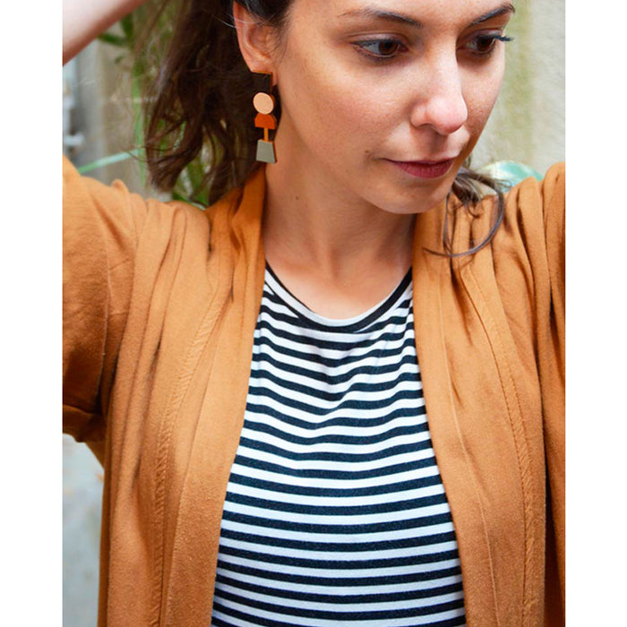 Pendientes - Totem Earrings Negro, Terracota, Nude y Verde Oliva