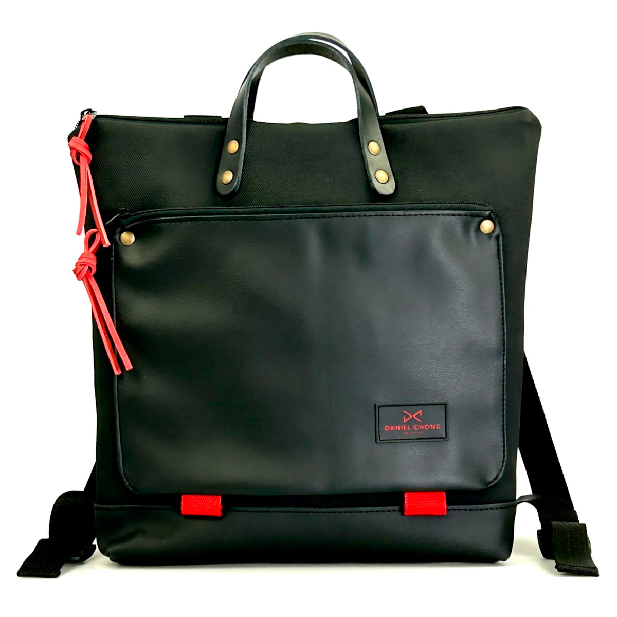 Mochila Book Holder Cuadrada Impermeable con bolsillo extra Daniel Chong - Negro