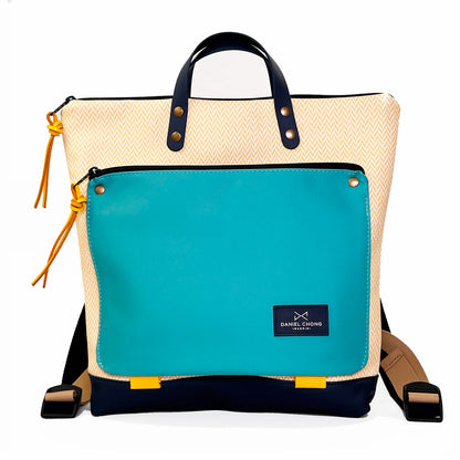 Mochila Book Holder Cuadrada Impermeable con bolsillo extra Daniel Chong - Espiga con bolsillo azul