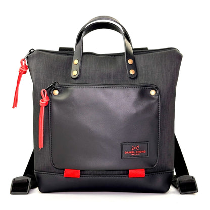 Mochila Mini Book Holder Cuadrada Impermeable con bolsillo extra Daniel Chong - Negro