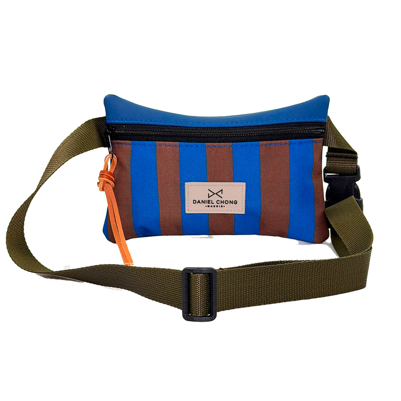 Riñonera Impermeable Daniel Chong - Rayas Azul/Kaki