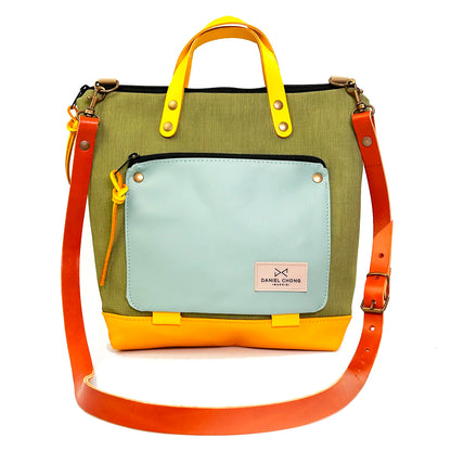 Bandolera Book Holder Cuadrada Impermeable con bolsillo extra Daniel Chong - Verde con bolsillo menta