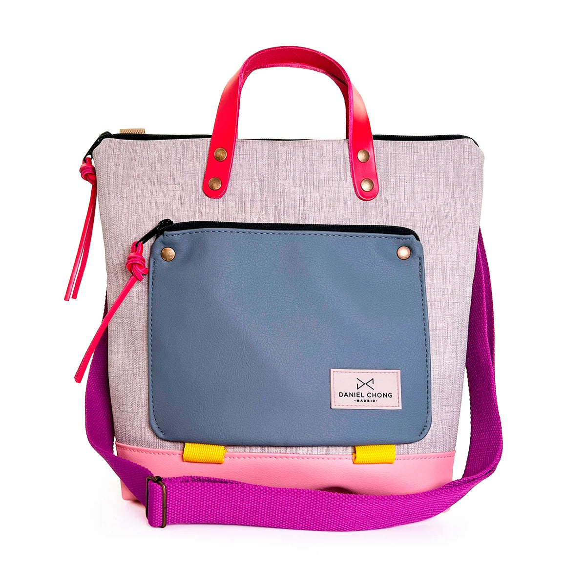 Bandolera Book Holder Cuadrada Impermeable con bolsillo extra Daniel Chong - Gris con bolsillo gris