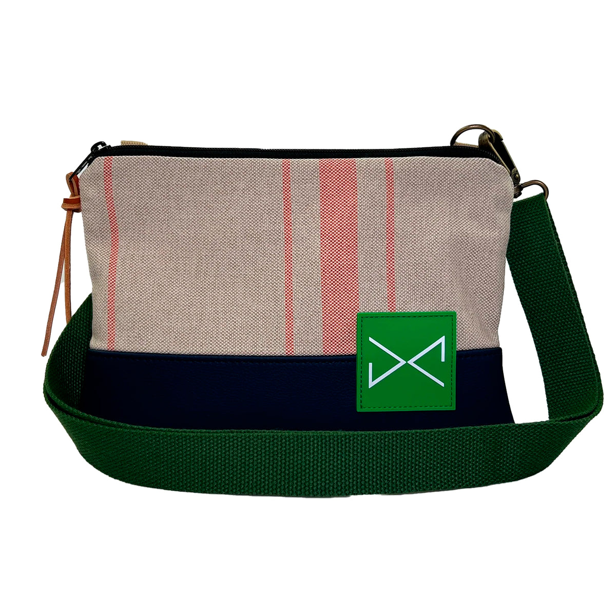 Bandolera mini Loneta Daniel Chong - Rayas con base azul