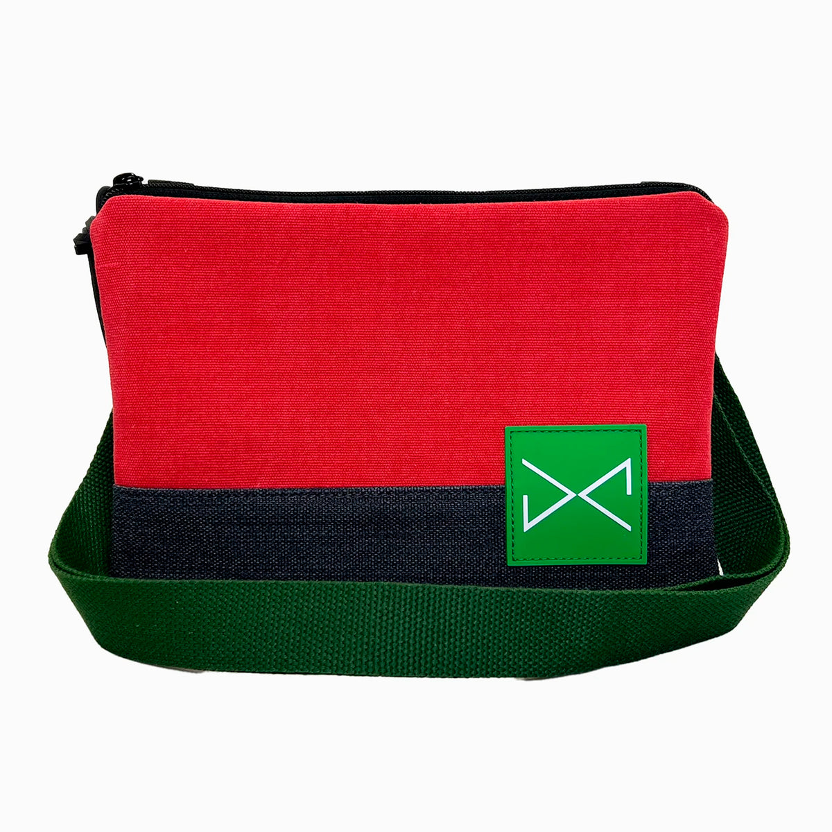 Bandolera mini Loneta Daniel Chong - Rojo con base gris oscuro