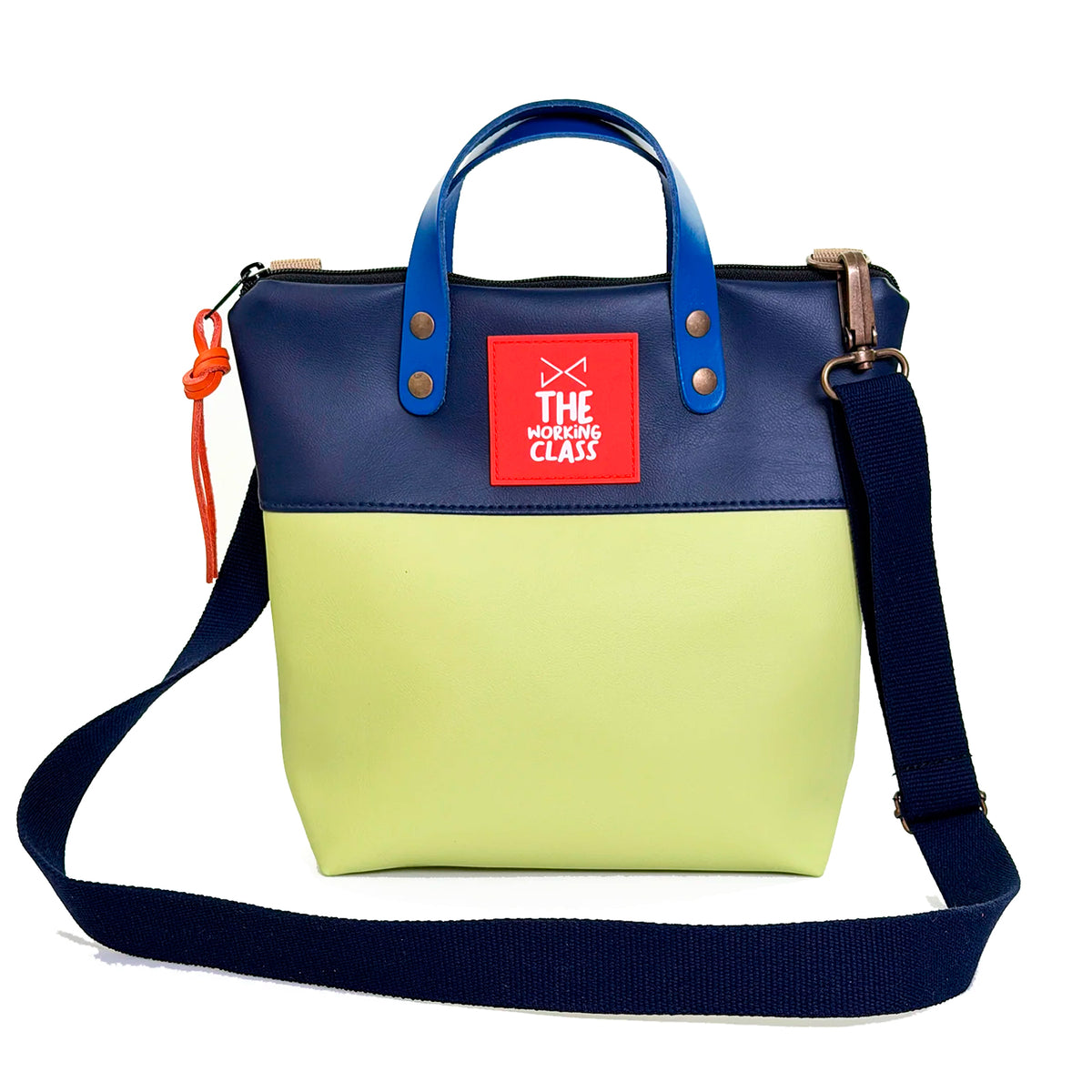 Bandolera mini impermeable con asas Daniel Chong - Asas azul cuerpo azul y amarillo