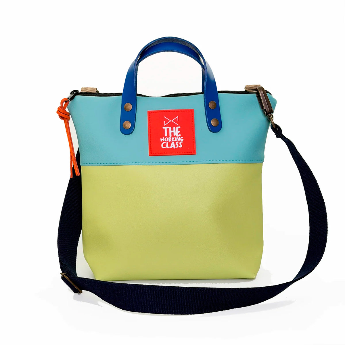 Bandolera mini impermeable con asas Daniel Chong - Asas azul cuerpo azul y amarillo