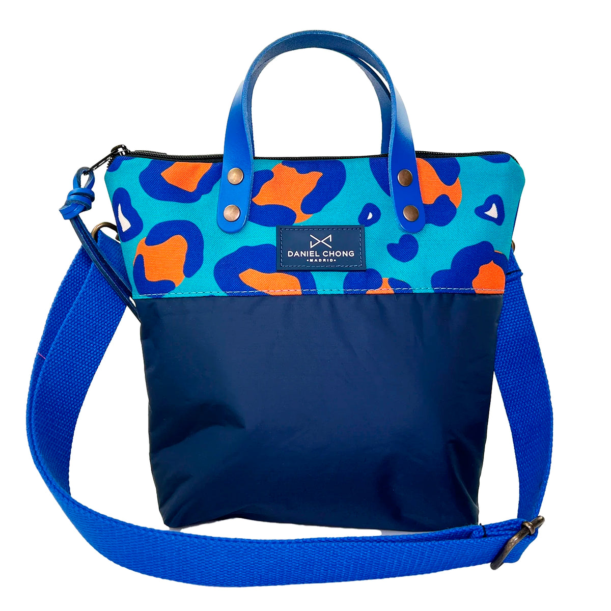 Bandolera mini impermeable con asas Daniel Chong - Graphic Edition Animal Print Turquesa