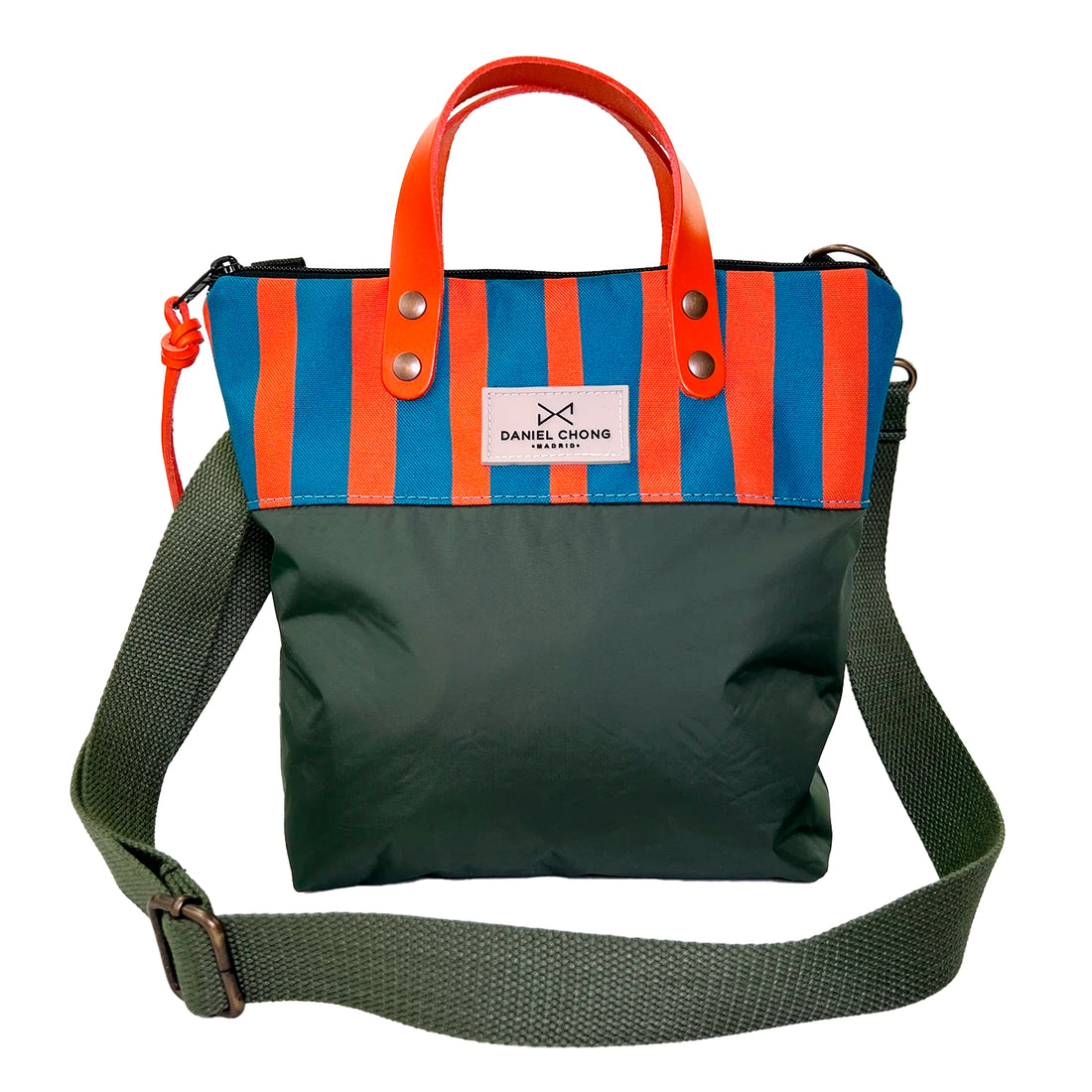 Bandolera mini impermeable con asas Daniel Chong - Graphic Edition Rayas Spa/Naranja