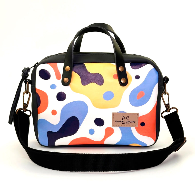 Bandolera Urban Box con asas impermeable Daniel Chong - Abstract y negro