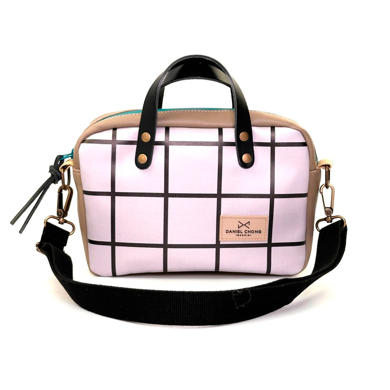 Bandolera Urban Box con asas impermeable Daniel Chong - Cuadriculado y beige