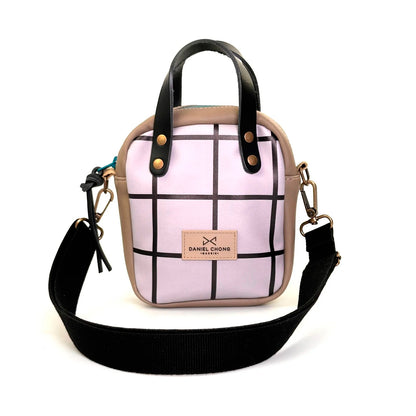 Bandolera Urban Box Mini con asas impermeable Daniel Chong - Cuadriculado y beige
