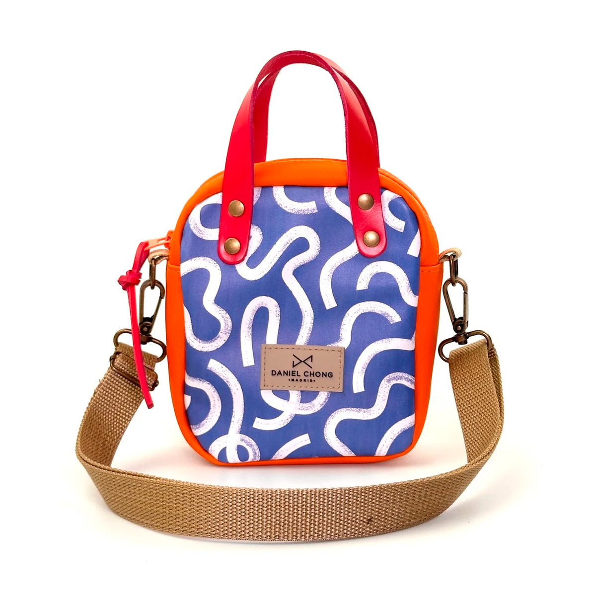 Bandolera Urban Box Mini con asas impermeable Daniel Chong - Vueltas y naranja