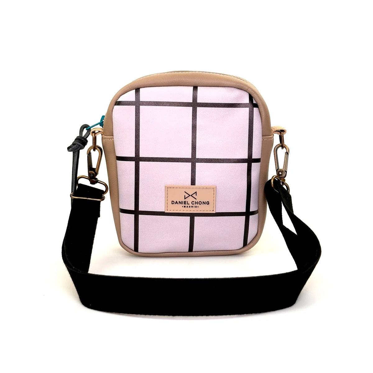 Bandolera Urban Box Mini impermeable Daniel Chong - Cuadriculado y beige
