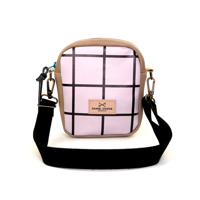Bandolera Urban Box Mini impermeable Daniel Chong - Cuadriculado y beige