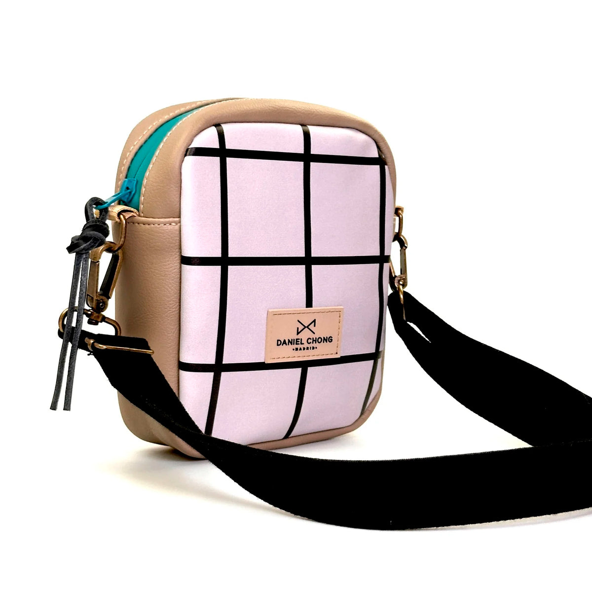 Bandolera Urban Box Mini impermeable Daniel Chong - Cuadriculado y beige