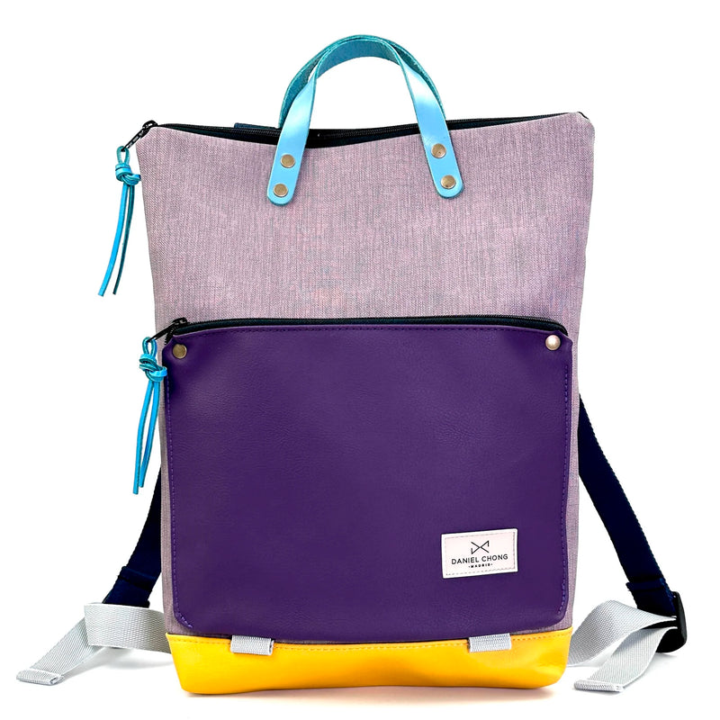 Mochila Book Holder Impermeable con bolsillo extra Daniel Chong - Lila con bolsillo violeta
