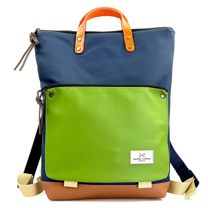 Mochila Book Holder Impermeable con bolsillo extra Daniel Chong - Azul con bolsillo verde