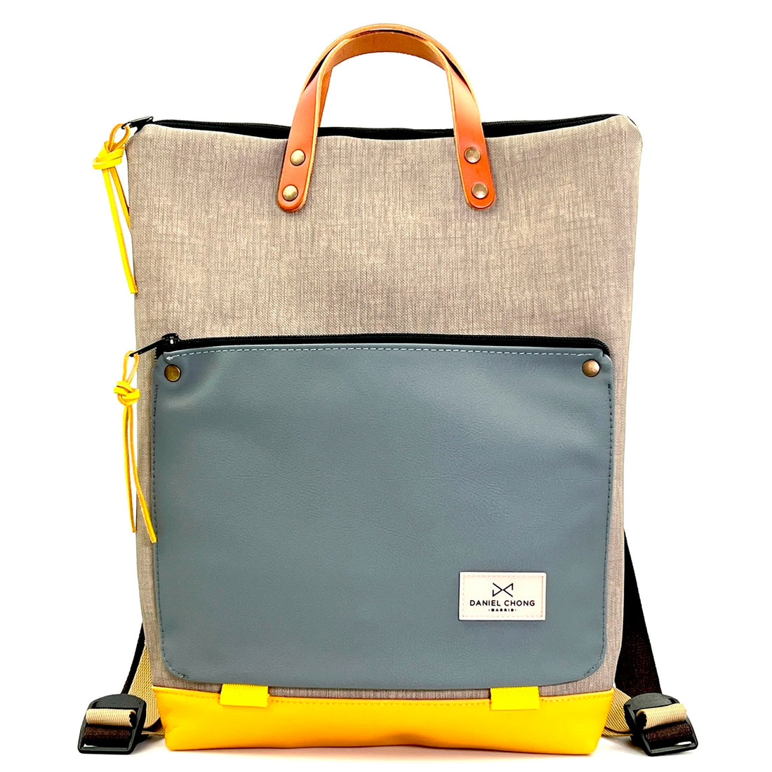 Mochila Book Holder Impermeable con bolsillo extra Daniel Chong - Gris con bolsillo gris