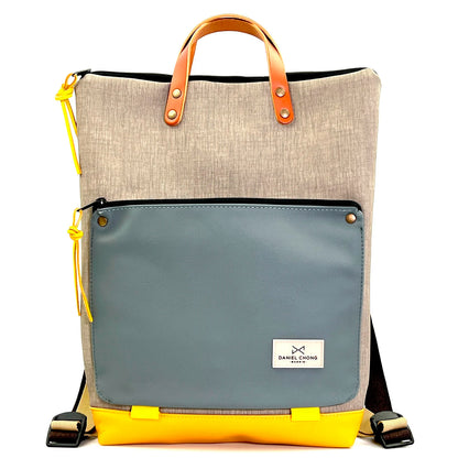 Mochila Book Holder Impermeable con bolsillo extra Daniel Chong - Gris con bolsillo gris
