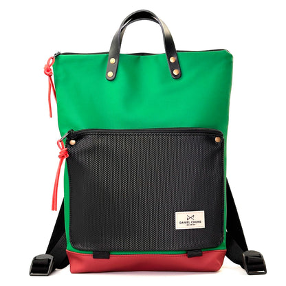 Mochila Book Holder Impermeable con bolsillo extra Daniel Chong - Verde con bolsillo negro