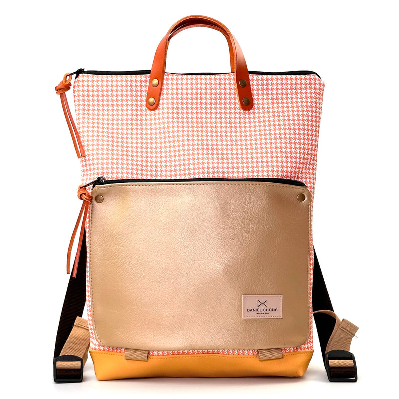 Mochila Book Holder Impermeable con bolsillo extra Daniel Chong - Pata de gallo con bolsillo dorado
