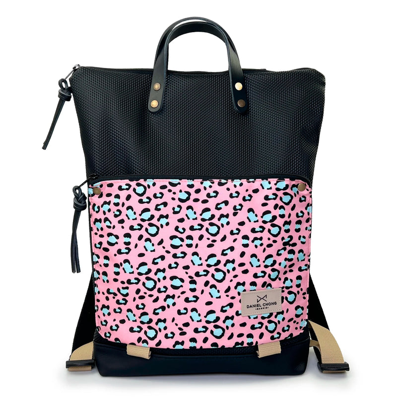 Mochila Book Holder Impermeable con bolsillo extra Daniel Chong - Negro con bolsillo animal print