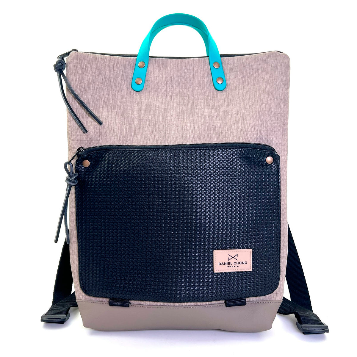 Mochila Book Holder Impermeable con bolsillo extra Daniel Chong - Gris con bolsillo negro