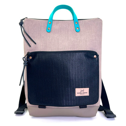Mochila Book Holder Impermeable con bolsillo extra Daniel Chong - Gris con bolsillo negro