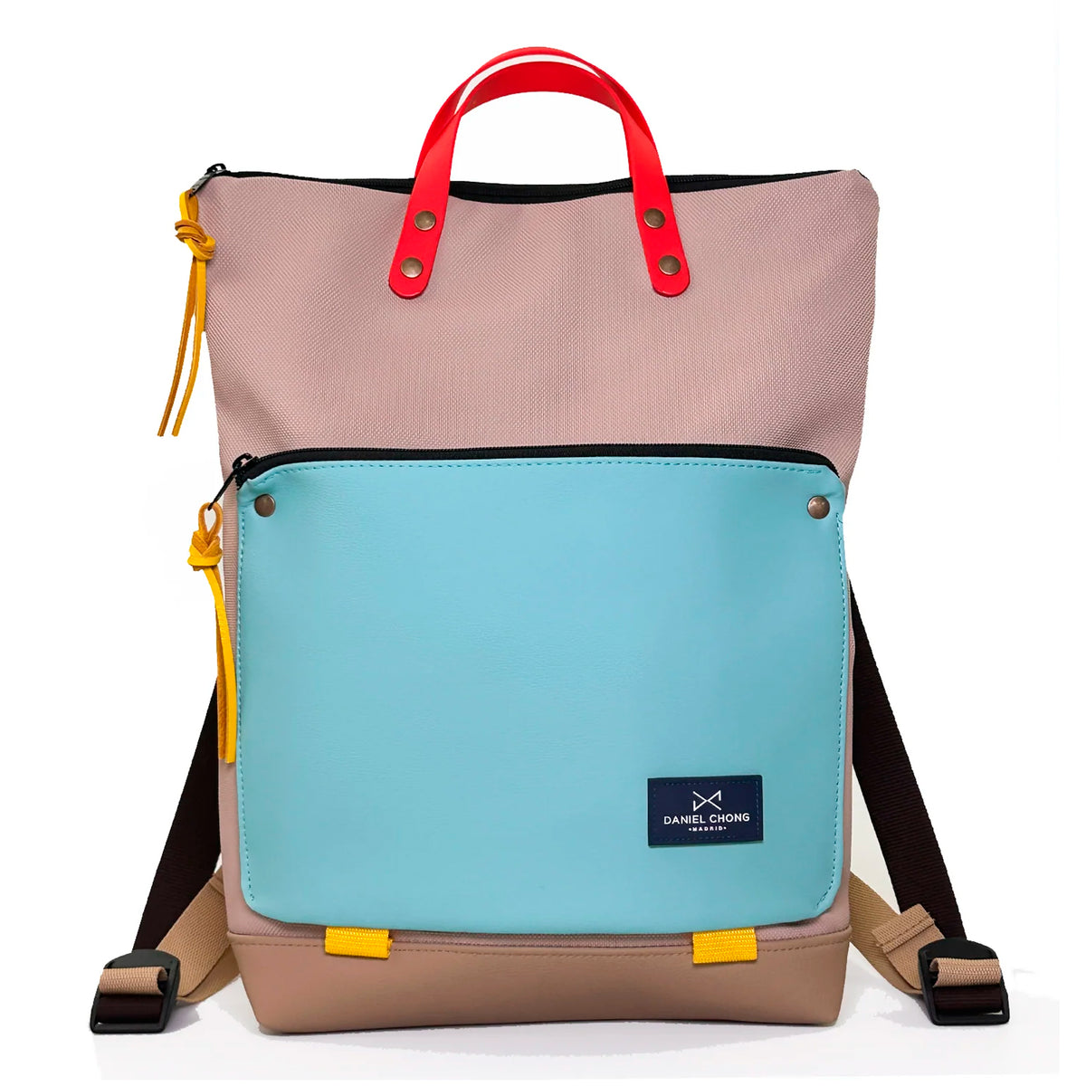 Mochila Book Holder Impermeable con bolsillo extra Daniel Chong - Beige con bolsillo menta