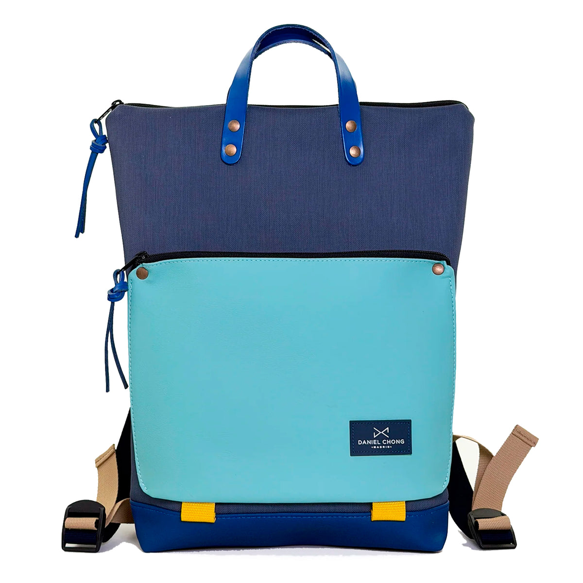 Mochila Book Holder Impermeable con bolsillo extra Daniel Chong - Azul con bolsillo azul