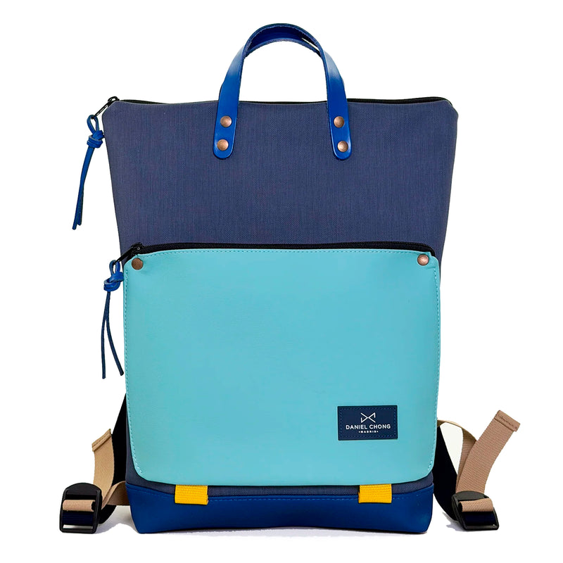 Mochila Book Holder Impermeable con bolsillo extra Daniel Chong - Azul con bolsillo azul