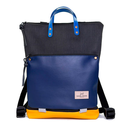Mochila Book Holder Impermeable con bolsillo extra Daniel Chong - Negro con bolsillo azul