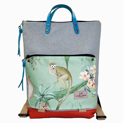 Mochila Book Holder Impermeable con bolsillo extra Daniel Chong - Gris con bolsillo jungla